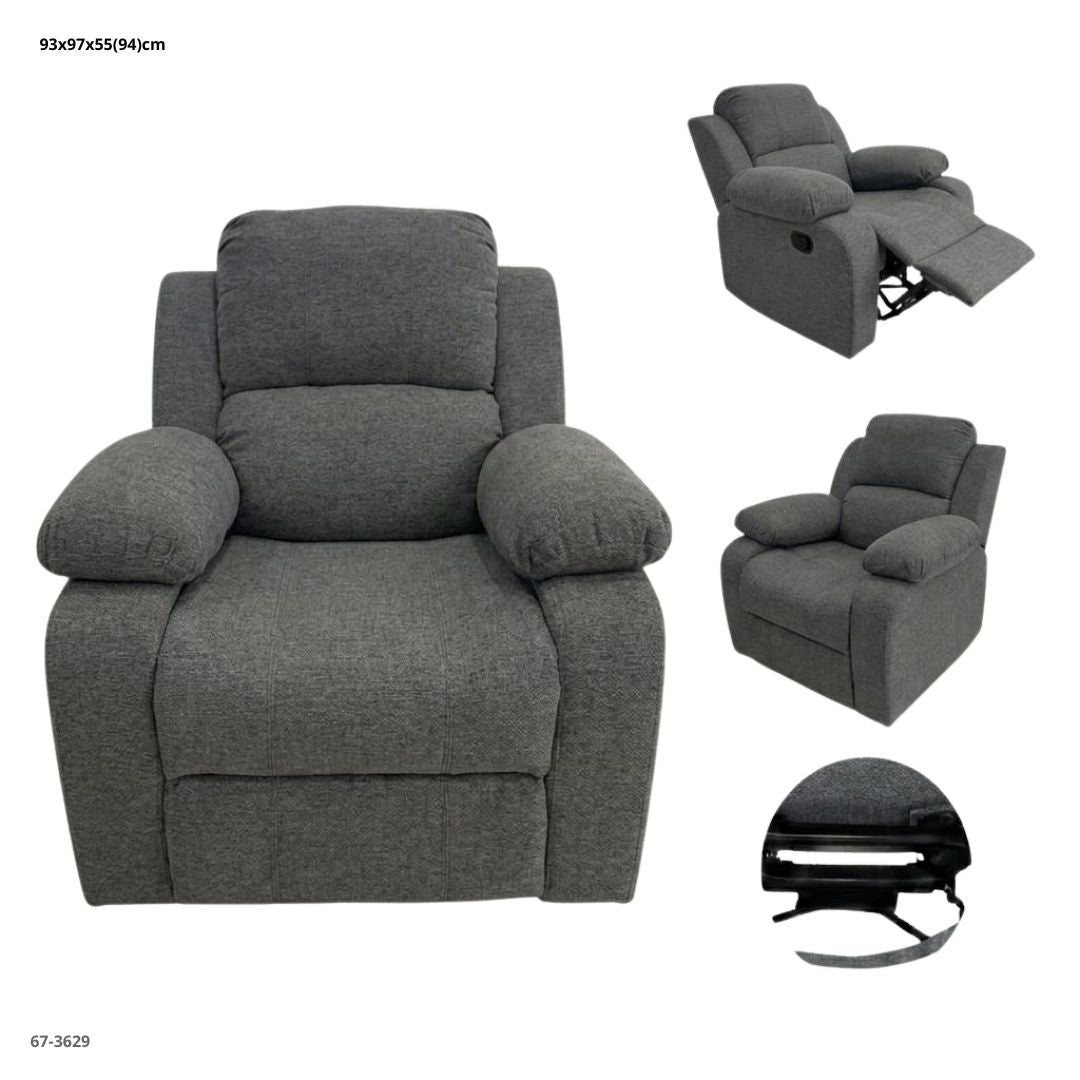 SOFA RECLINABLE GIRATORIO MECEDORA DE TELA GRIS