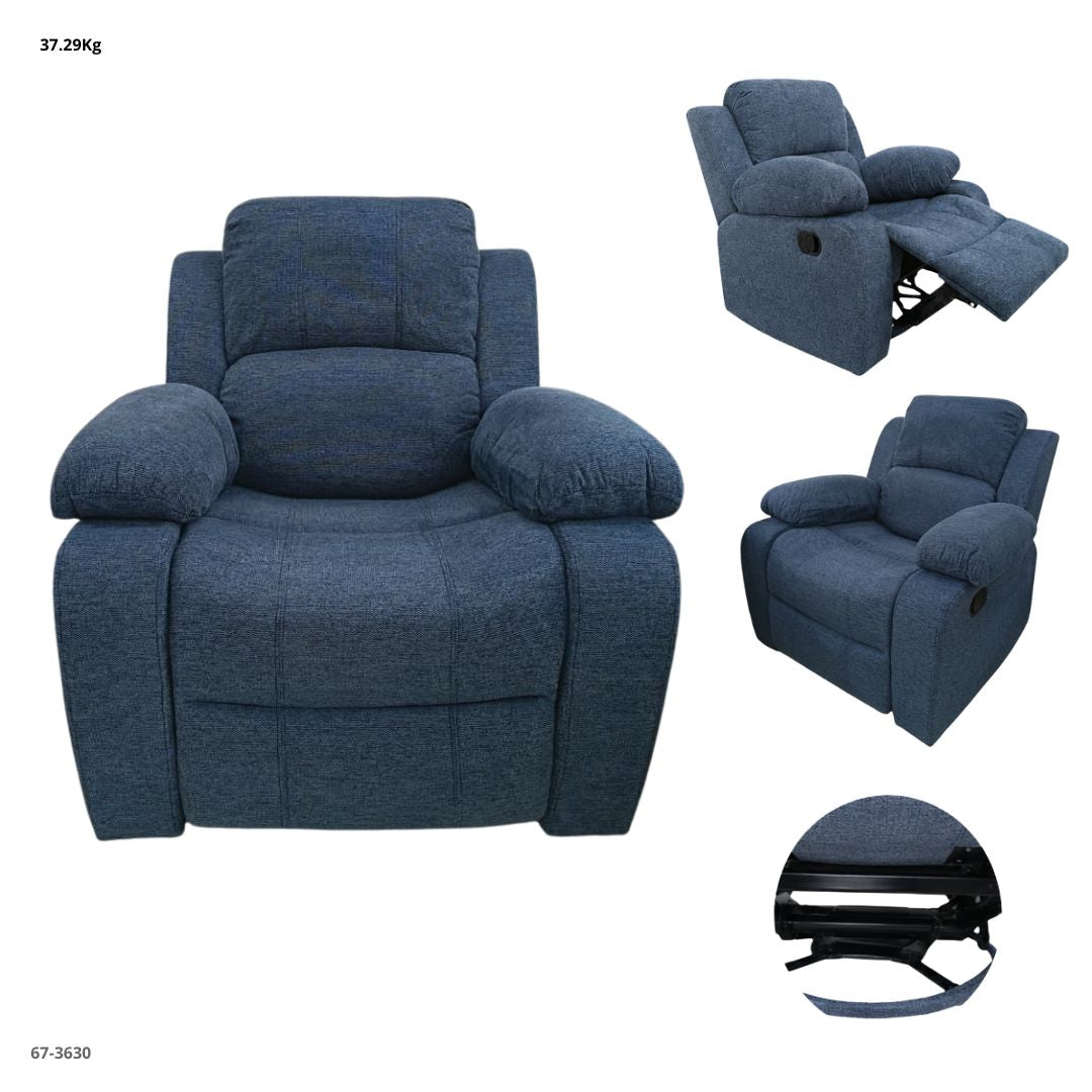 SOFA RECLINABLE GIRATORIO MECEDORA DE TELA AZUL