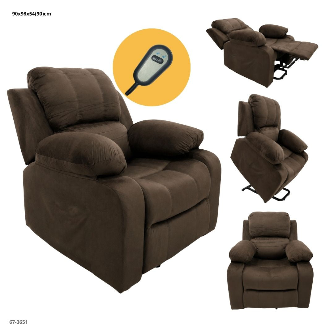 SOFA RECLINABLE ELECTRICO ASISTENCIA MAYOR TELA CHOCOLATE