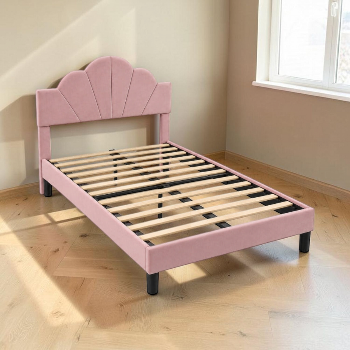 Cama Full Rosada en ambiente