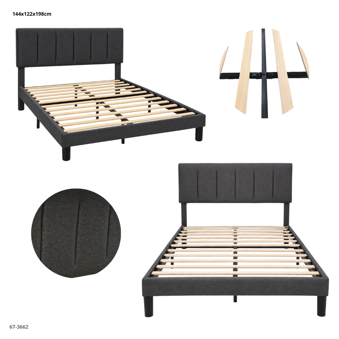 CAMA FULL GRIS OSCURO LINEAS 67-3662