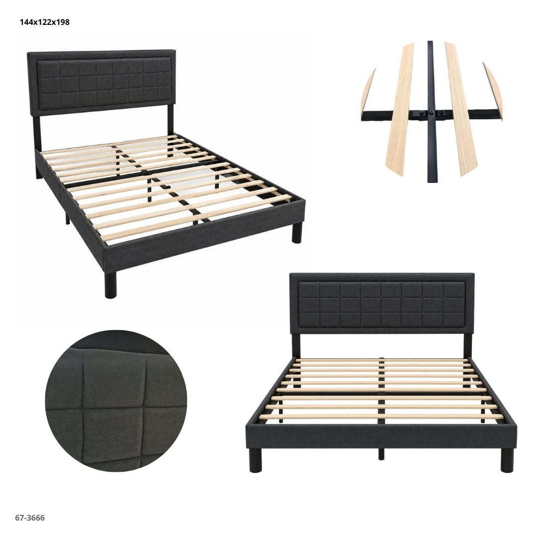 CAMA FULL GRIS OSCURO CUADROS 67-3666