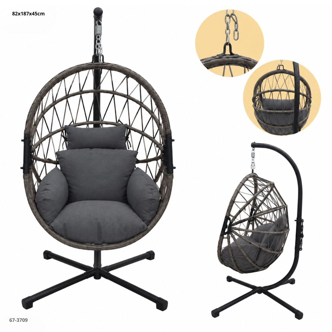 Silla Columpio Ovalada con Base 82x45x187 cm Gris