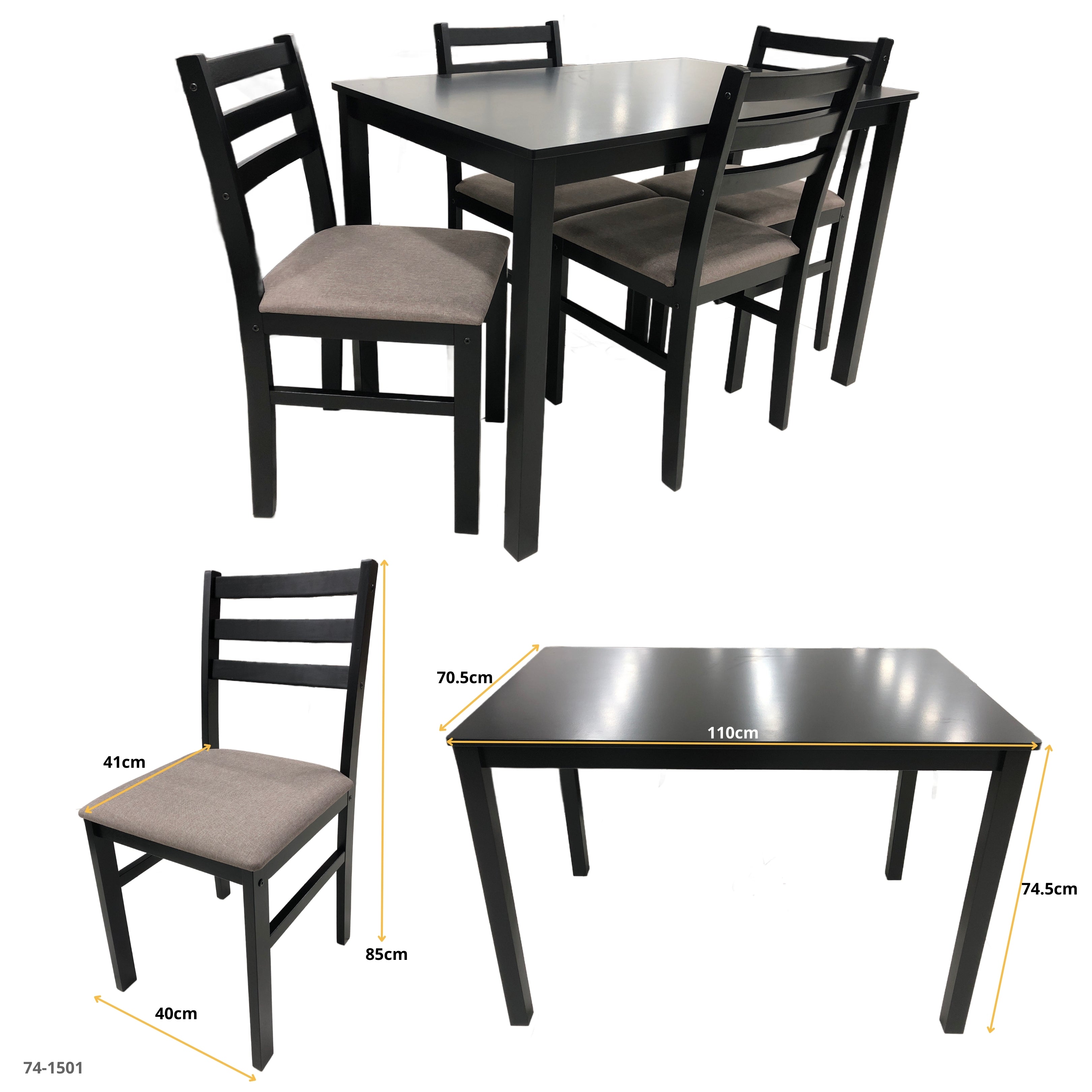 JUEGO COMEDOR SEATTLE 4 SILLAS WALNUT
