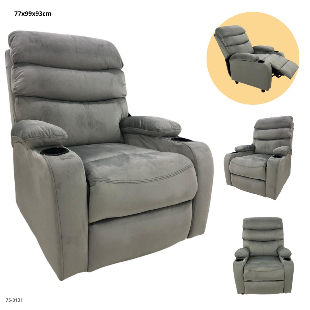 SOFA GRIS C/PORTAVASOS