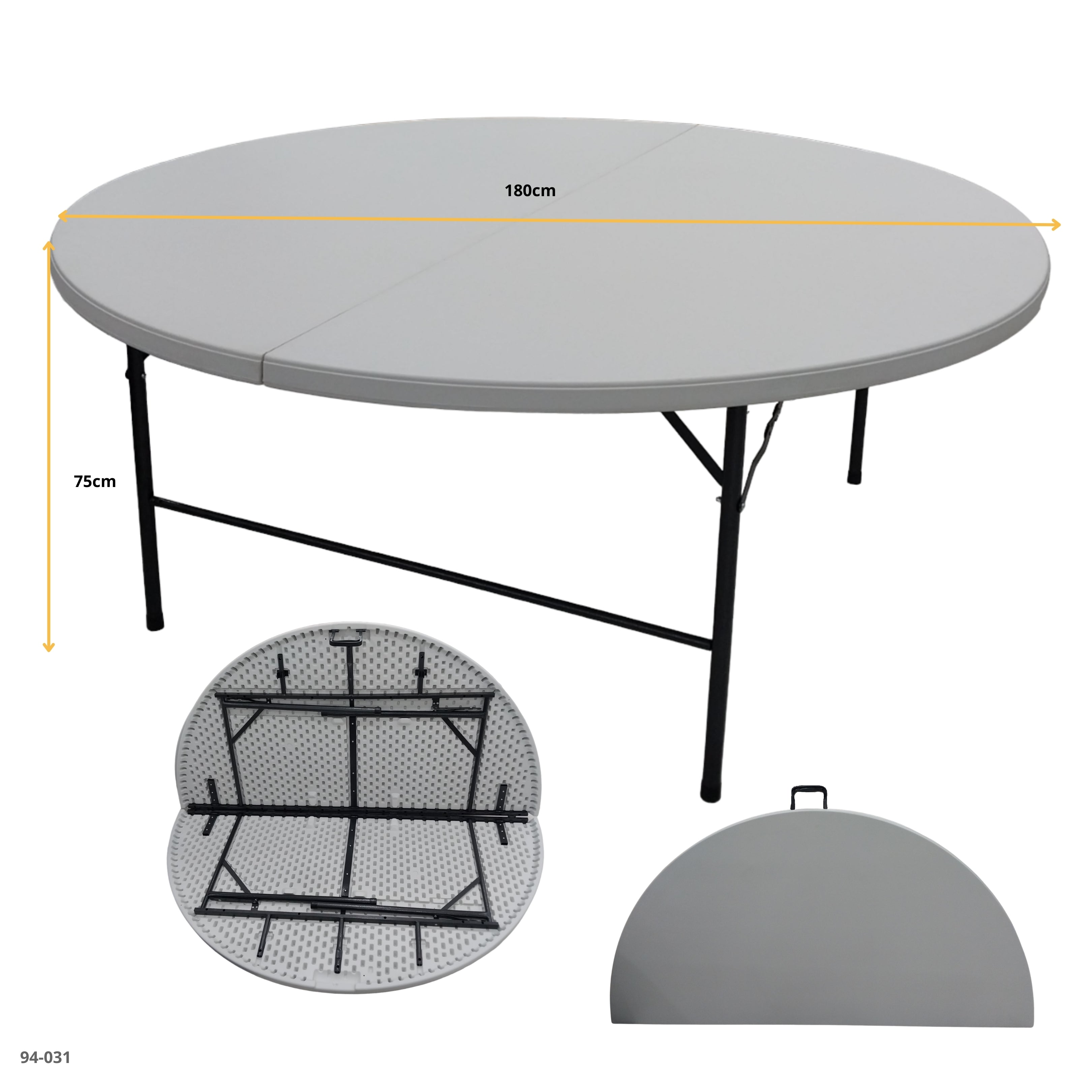 MESA REDONDA 180CM  PLEGABLE BLANCO 180 X 74cm ZY-180