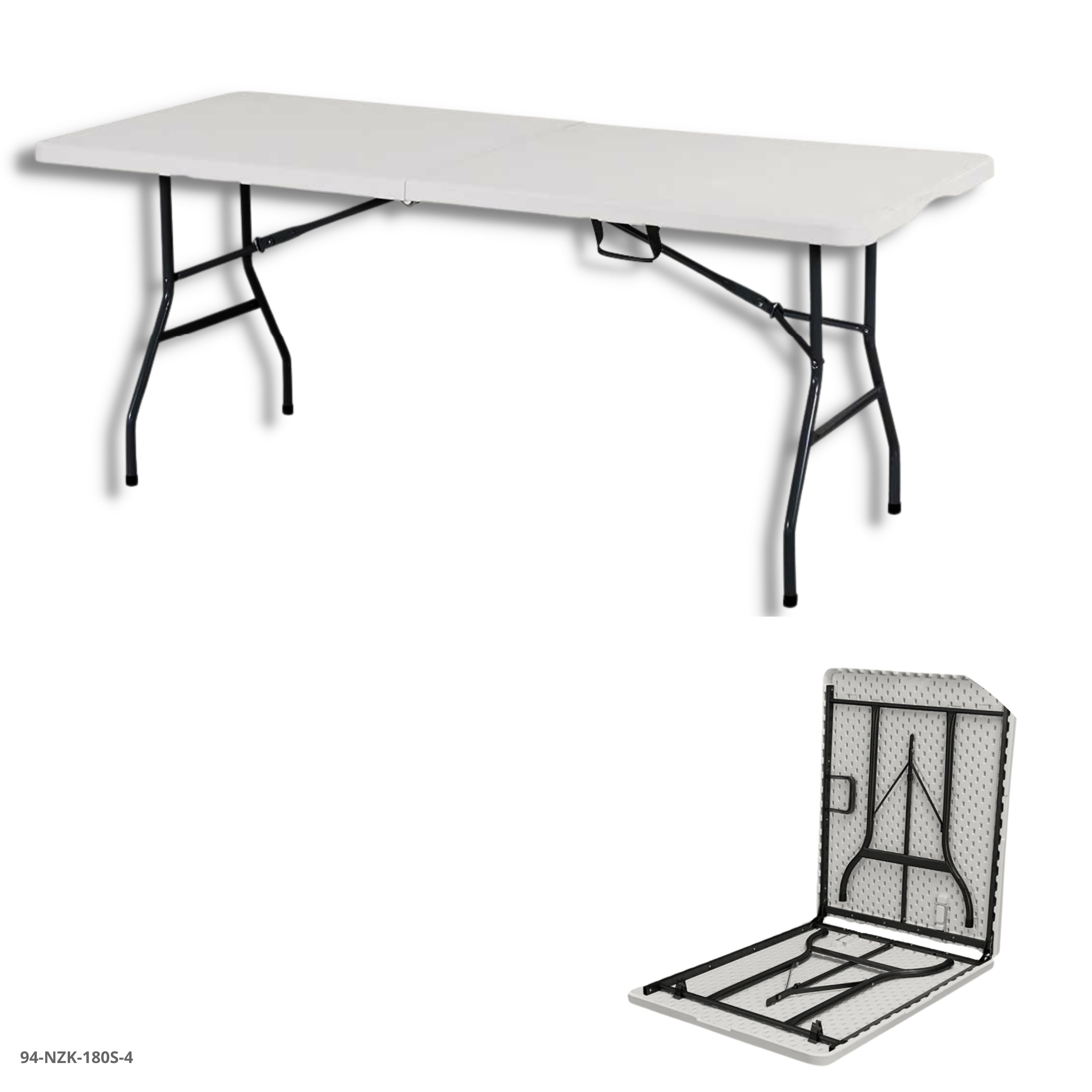 MESA 6' PLEGABLE DE PLASTICO BLANCO ESP 3.3 CM 180 CMX 70CM X 74CM (CAJA)