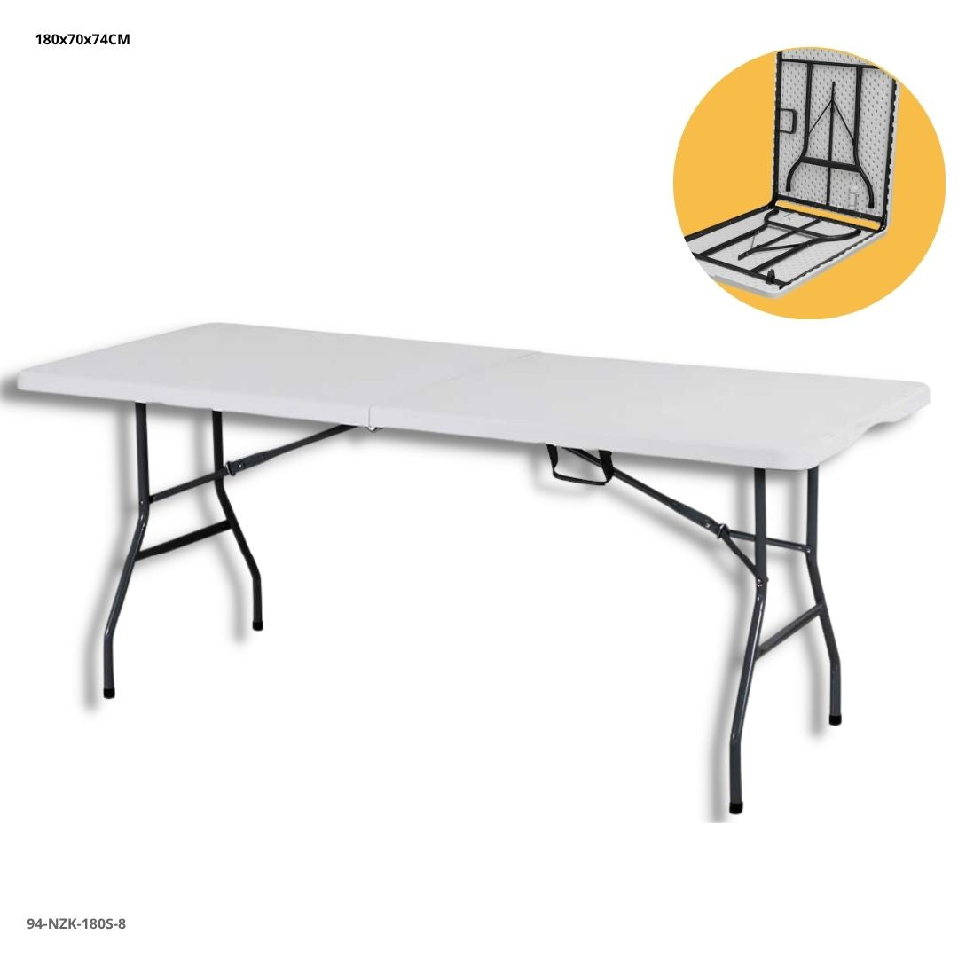 MESA 6' PLEGABLE DE PLASTICO BLANCO ESP 3.3CM 180*70*74CM EMPQ PLASTICO