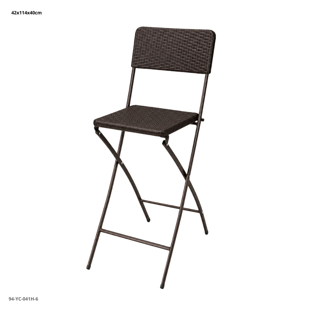 SILLA DE BAR PLASTICA PLEGABLE RATTAN CHOCOLATE