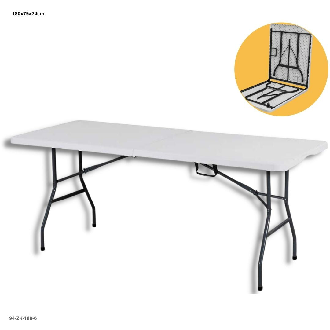 MESA 6' PLEGABLE DE PLASTICO ESP 4.3 CM BLANCO 180*75*74CM