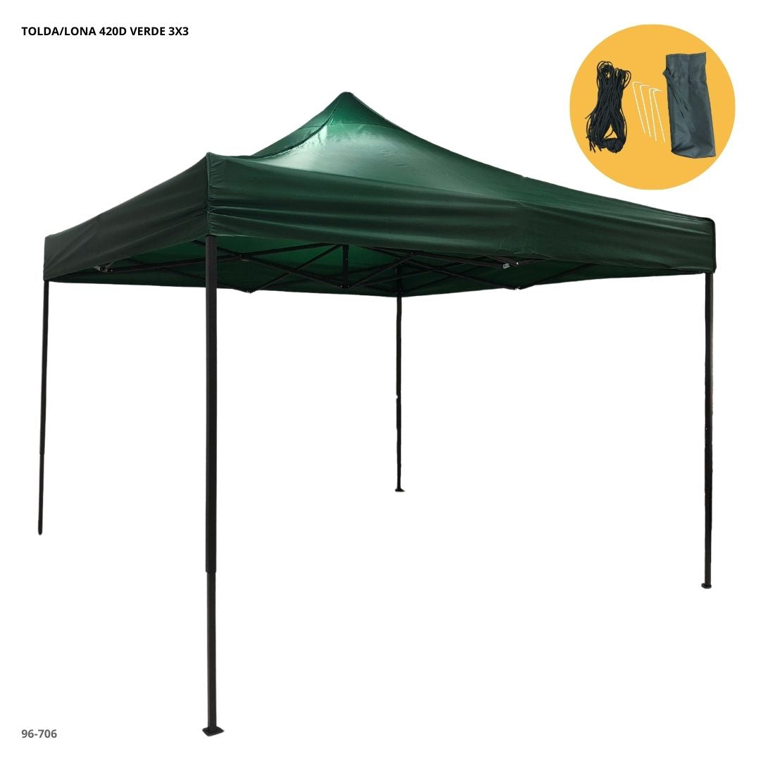 TOLDA/LONA 420D VERDE 3X3