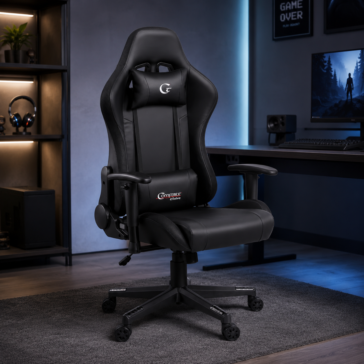 Silla Gaming Negro C/Bocina+Luz LED