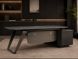 L-Shaped MDF Metal Office Desk with Cabinet 240x98x75 cm