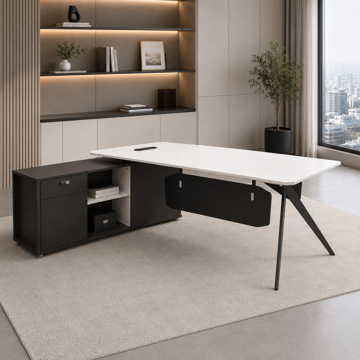 ESCRITORIO L 200*92*75CM CON GABINETE