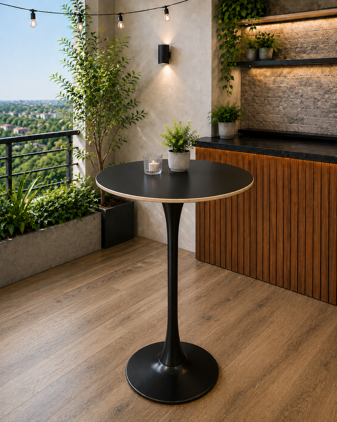 MESA DE BAR NEGRA/BASE NEGRA