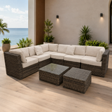 Brown Rattan 8-Piece Sofa Set, Ref. 67-3351A