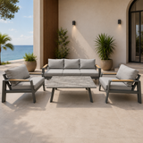 Juego de Terraza 4 Piezas Aluminio Crema - vista principal (106-200)