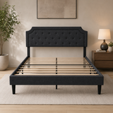 Cama Gris Cabecero Tachuelas