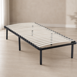Black Metal Bed Base with Wood Slats