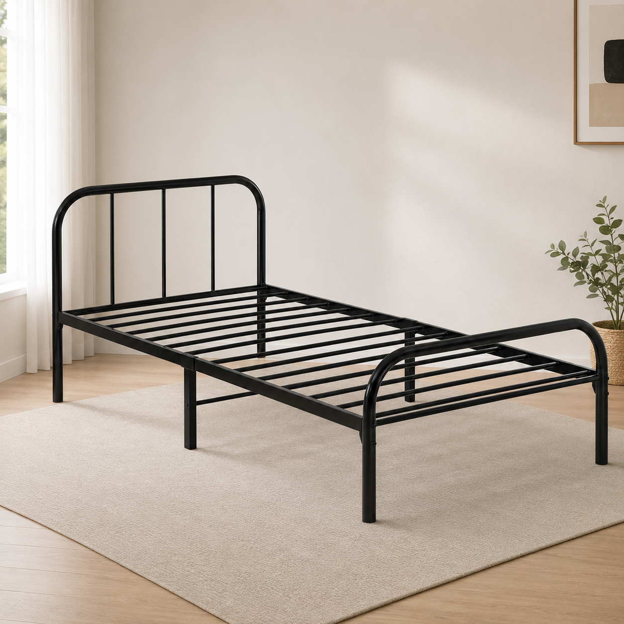 CAMA TWIN DE METAL NEGRO