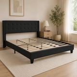 Cama Gris Oscuro Cabecero Capitoné