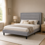 Light Gray Upholstered Bed, Queen and King