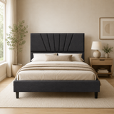 Cama Gris Oscuro Cabecero Abanico