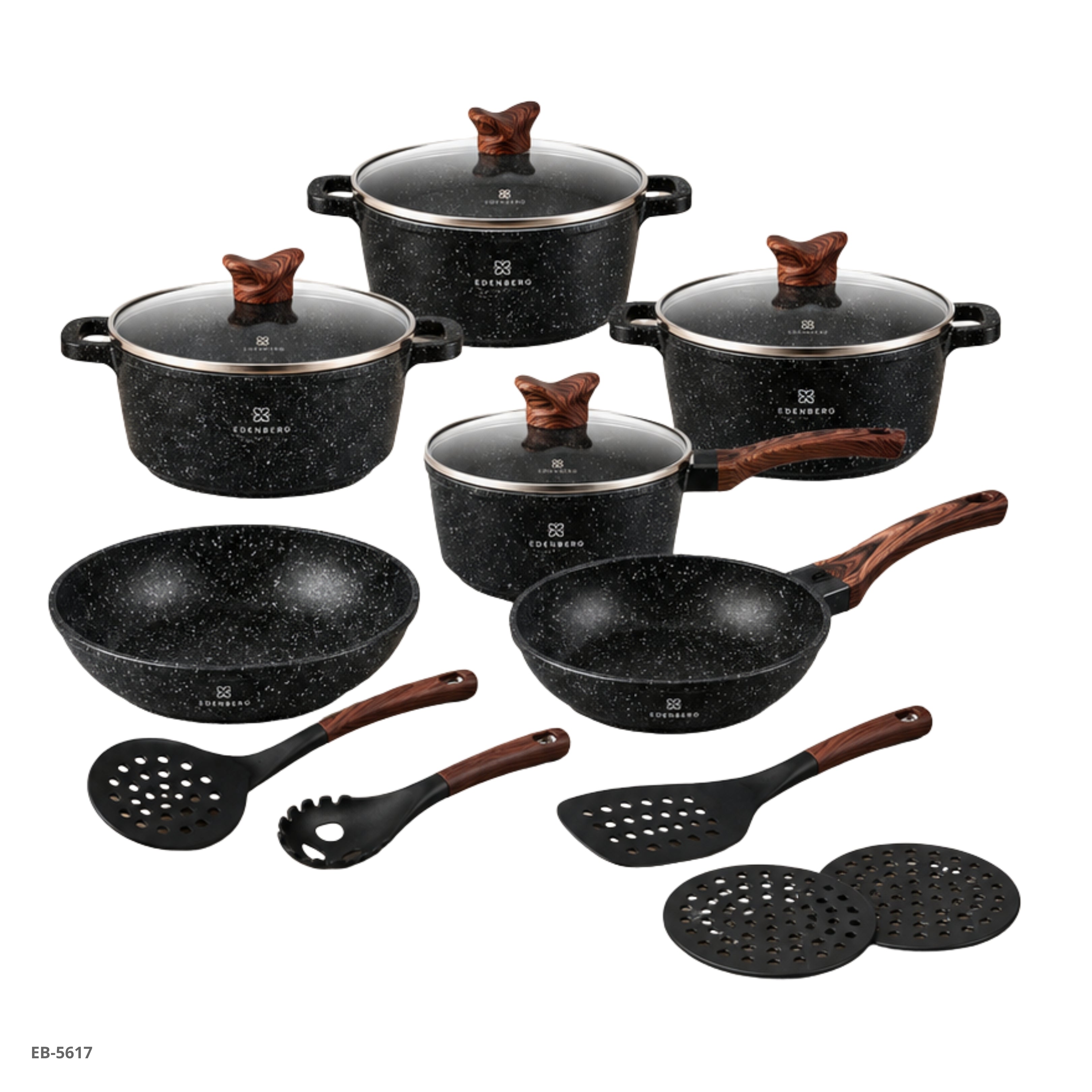 Set de Cocina 15 Piezas — Mangos Soft-Touch Edenberg - Ref. EB-5617