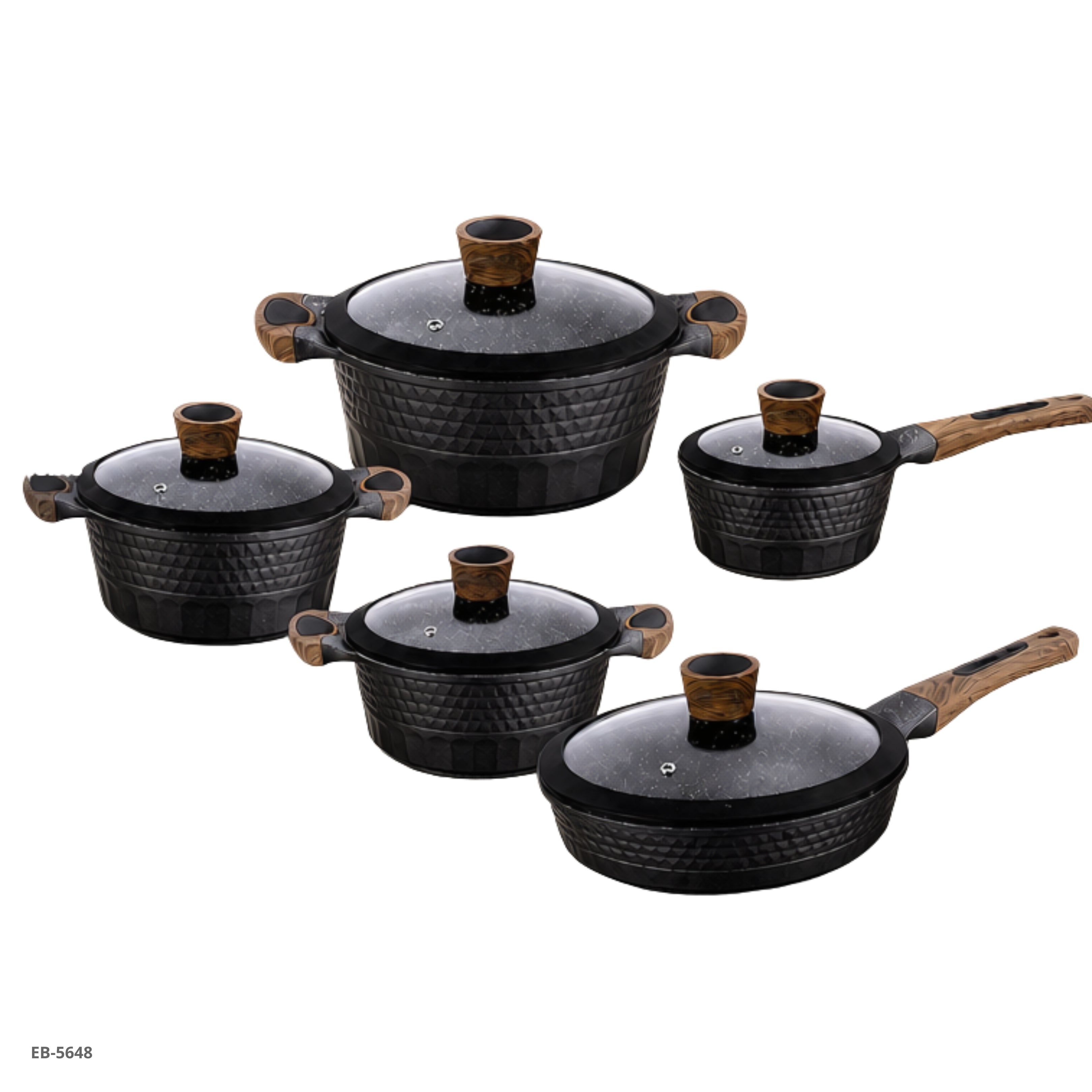 Set de Cocina 10 Piezas — Mangos Tipo Madera Edenberg - Ref. EB-5648