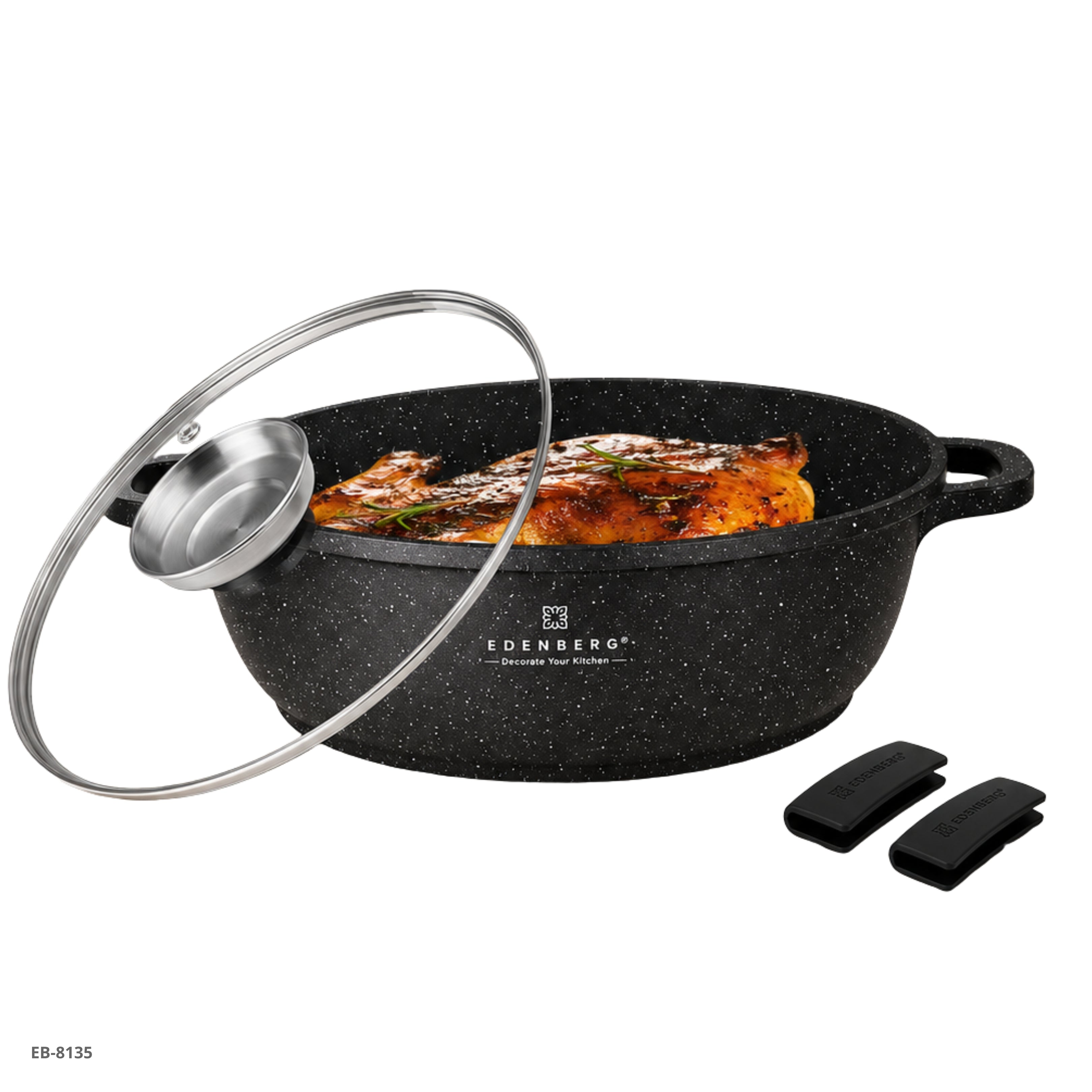 Cacerola Baja con Tapa de Vidrio 5.5 L (32 cm) Edenberg - Ref. EB-8135