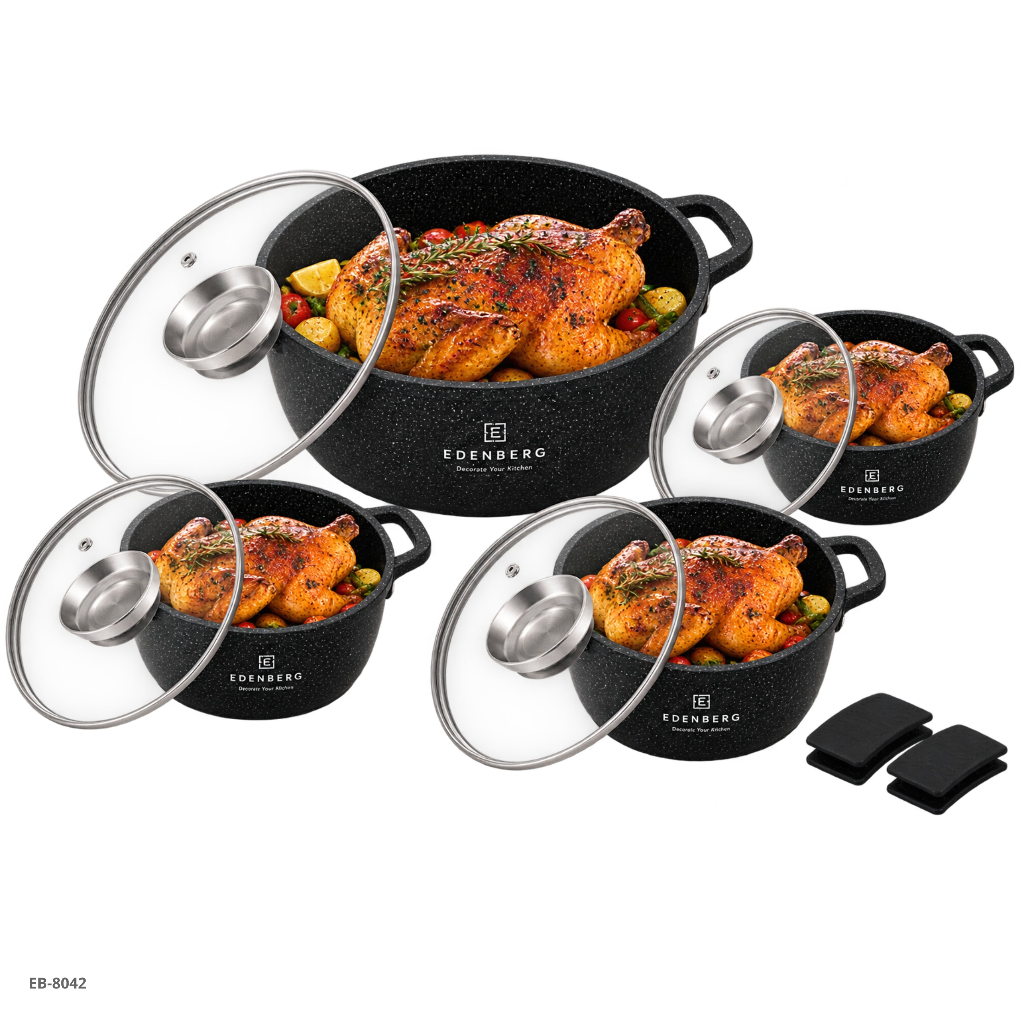 Set de Cacerolas 8 Piezas Edenberg - Ref. EB-8142