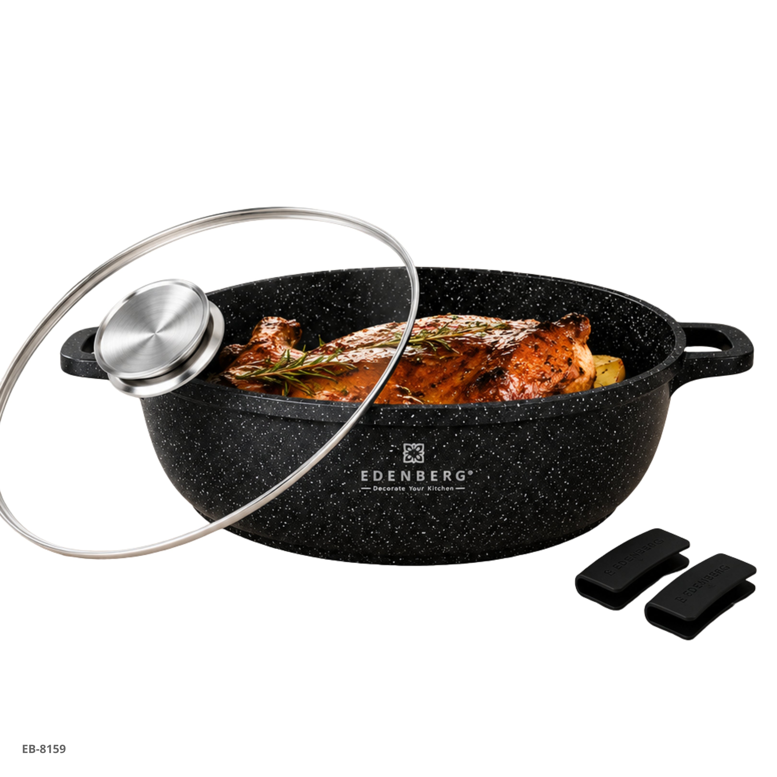 Cacerola Baja con Tapa de Vidrio 2.5 L (24 cm) Edenberg - Ref. EB-8159
