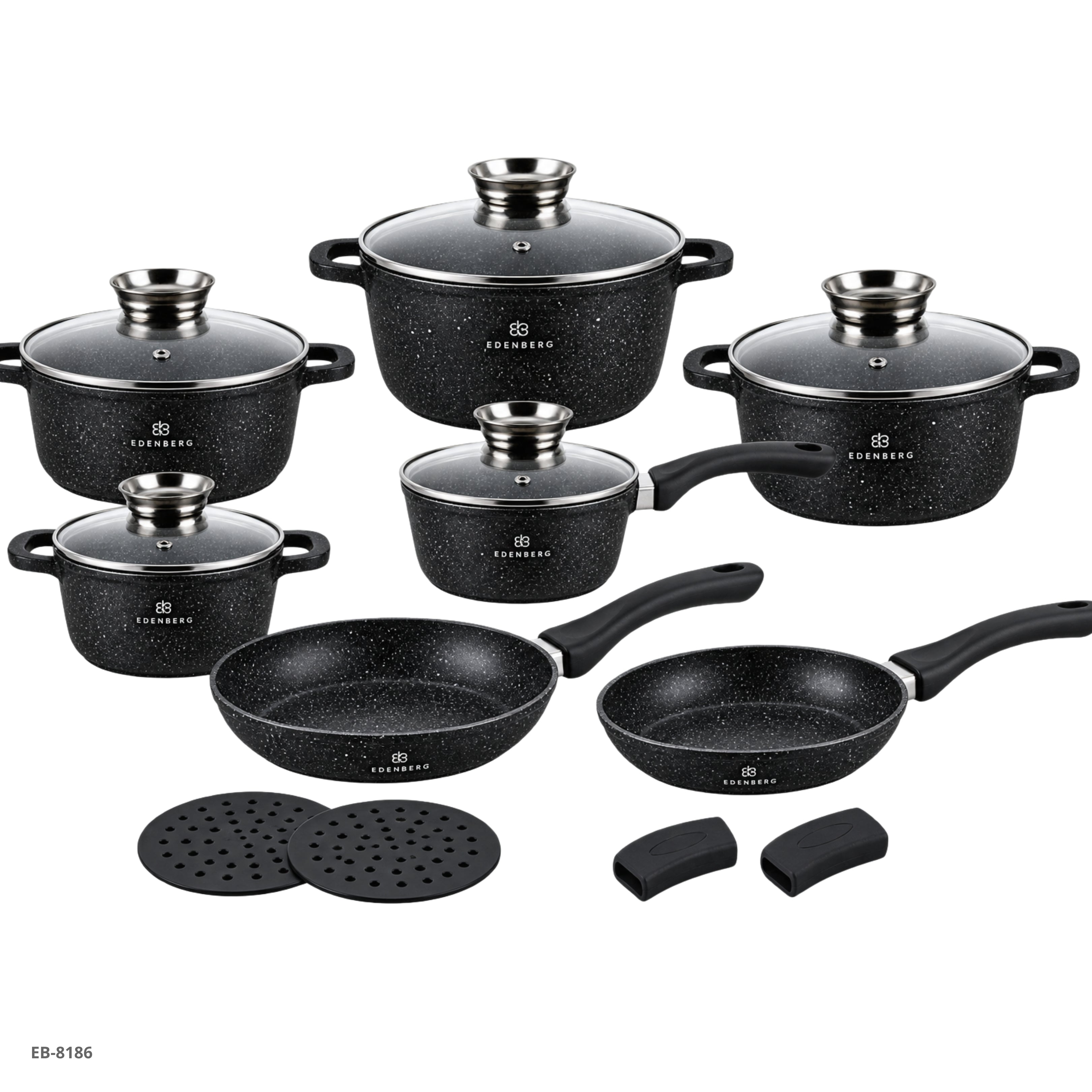 Set de Cocina 12 Piezas — Granito Negro Edenberg - Ref. EB-8186