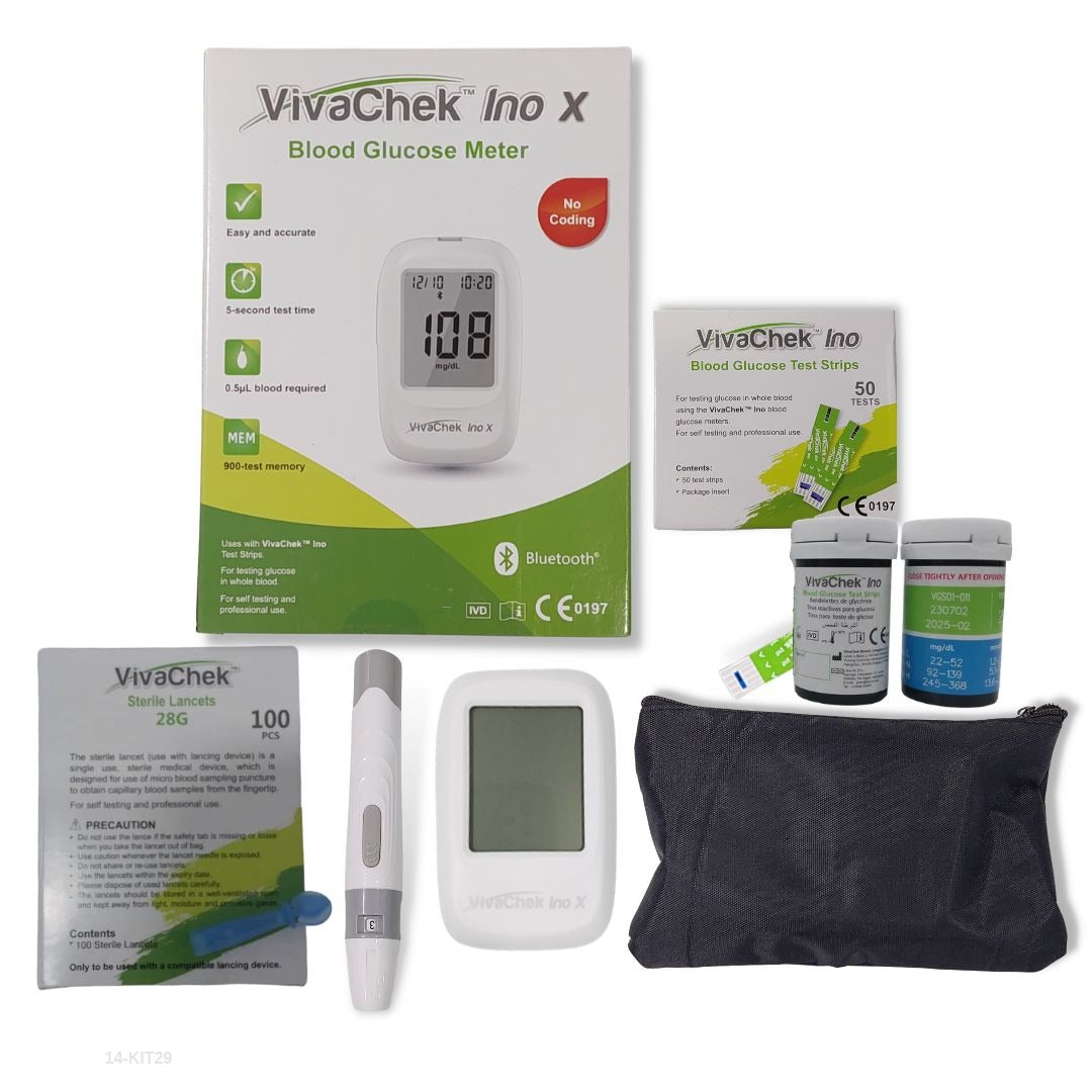 Kit Glucometros Vivacheck + 50 Tiras + 100 Lancetas