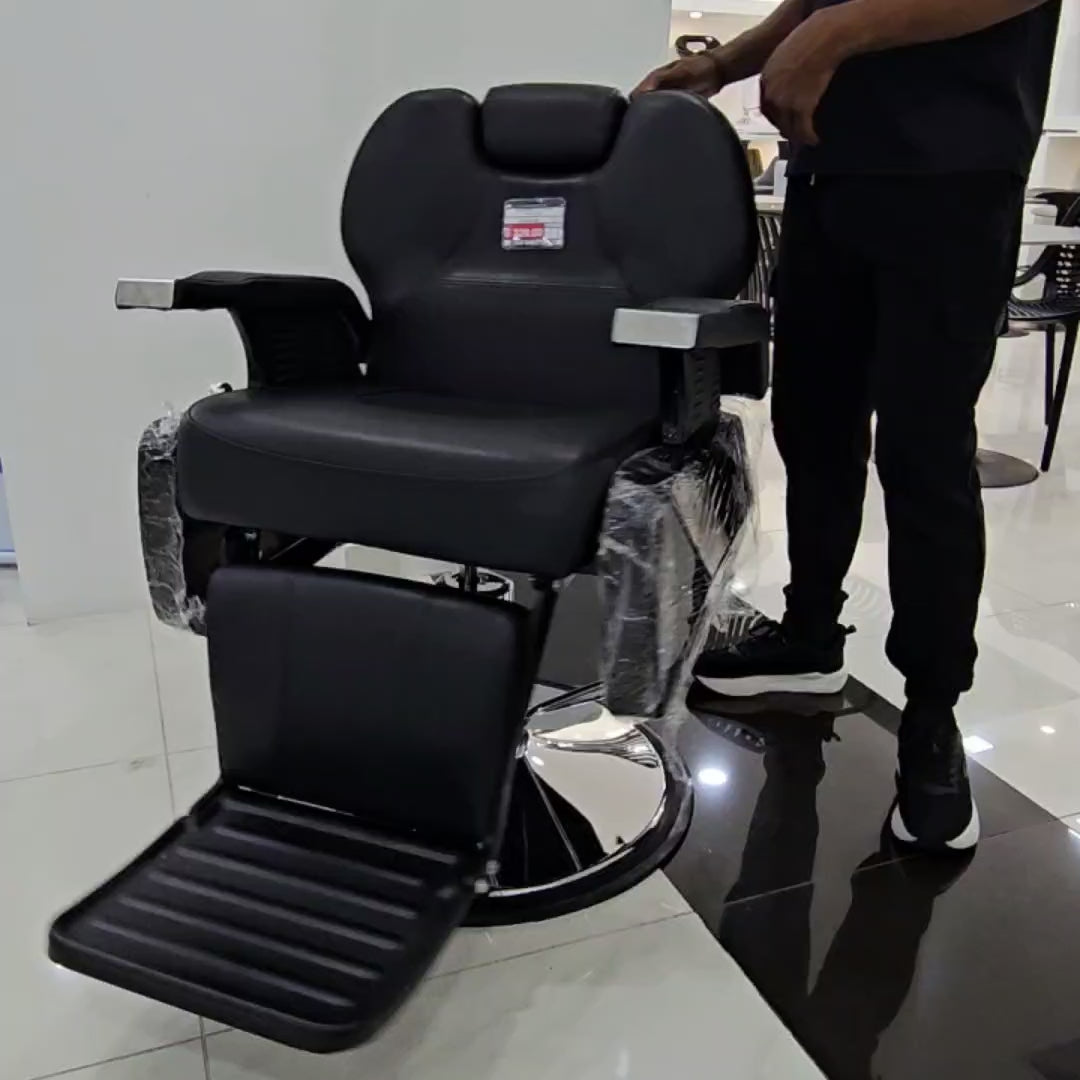 Silla Negra C/Plateada P/Peluqueria