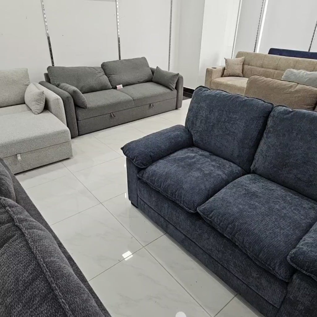 Juego de Sala 5 Puestos en Tela Azul