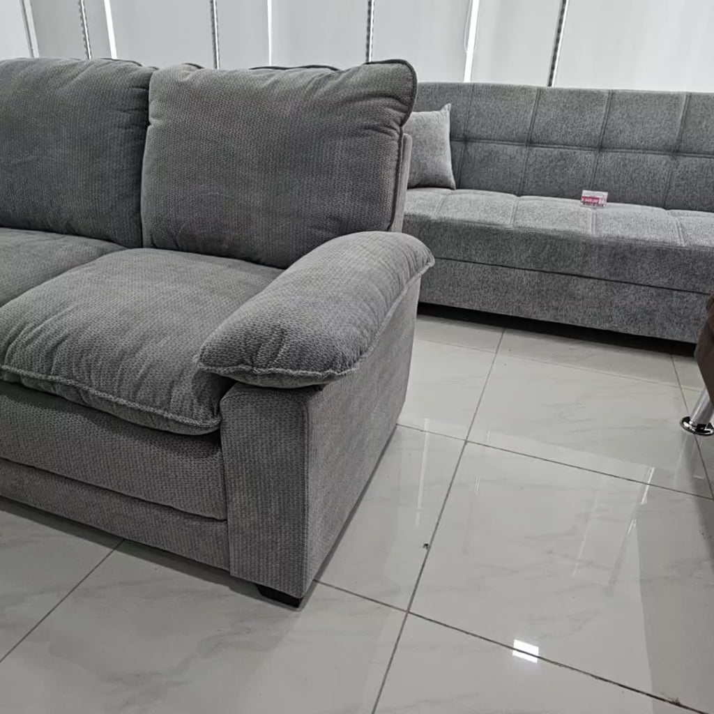 Juego de Sala 5 Puestos en Tela Gris Claro