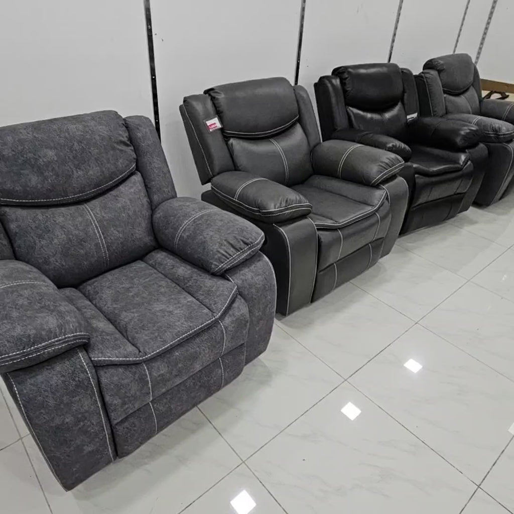 Juego de Sofa Azul Reclinable de 3 Pza Tapiceria Tela