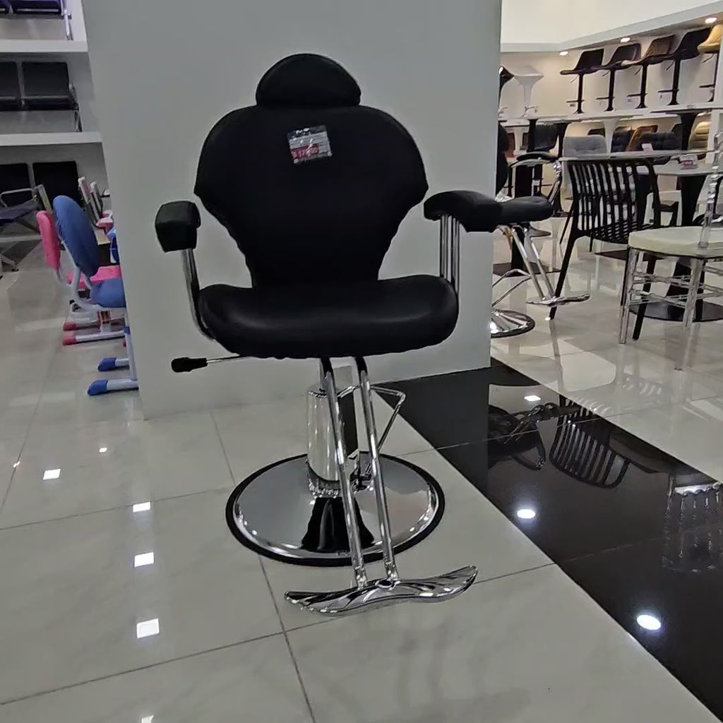 Silla de Peluquería Negra Reclinable con Reposacabezas Modelo 4